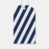 航海のエレガントストライプの結婚-Navy Blue，ホワイト ギフトタグ (裏面)