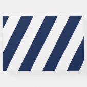 航海のエレガントストライプの結婚-Navy Blue，ホワイト ゲストブック (裏面)