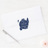 航海のエレガントストライプの結婚-Navy Blue，ホワイト スクエアシール (封筒)