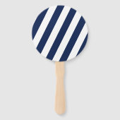 航海のエレガントストライプの結婚-Navy Blue，ホワイト ハンドファン (裏面)