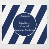 航海のエレガントストライプの結婚-Navy Blue,ホワイト ビールラベル (シングルラベル)