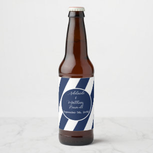 航海のエレガントストライプの結婚-Navy Blue，ホワイト ビールラベル