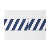 航海のエレガントストライプの結婚-Navy Blue,ホワイト 招待状ベリーバンド (裏面例)