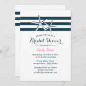 航海のエレガントストライプブライダルシャワー 招待状 (正面/裏面)
