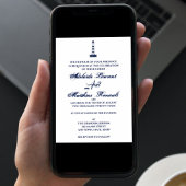 航海のエレガント結婚の灯台 – ネイビーブルー， 招待状