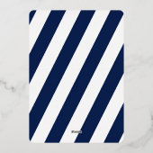 航海のエレガント結婚の灯台 – ネイビーブルー， 箔招待状 (裏面)