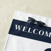 航海のカスタムいかりネイビーストライプの ビーチタオル (インサイチュ)