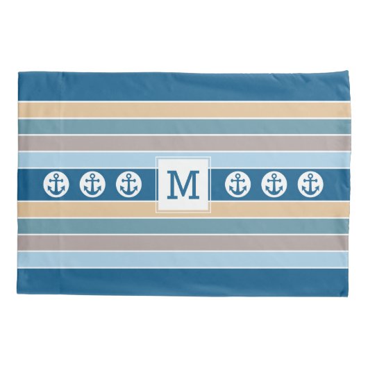 航海のカスタムストライプ頭蓋 枕カバー (裏面)