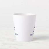 航海のカスタムボートネームネイビーブルーいかりホワイト カフェラテマグ (正面)