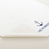 航海のカスタムボートネームネイビーブルーいかりホワイト シェルパブランケット (3/4)