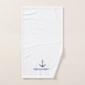 航海のカスタムボートネームネイビーブルーいかりホワイト バスタオルセット (ハンドタオル)