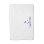 航海のカスタムボートネームネイビーブルーいかりホワイト バスマット (正面縦)