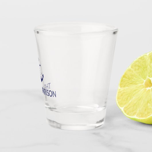 航海のカスタムボートネームネイビーブルーいかり ショットグラス (右)