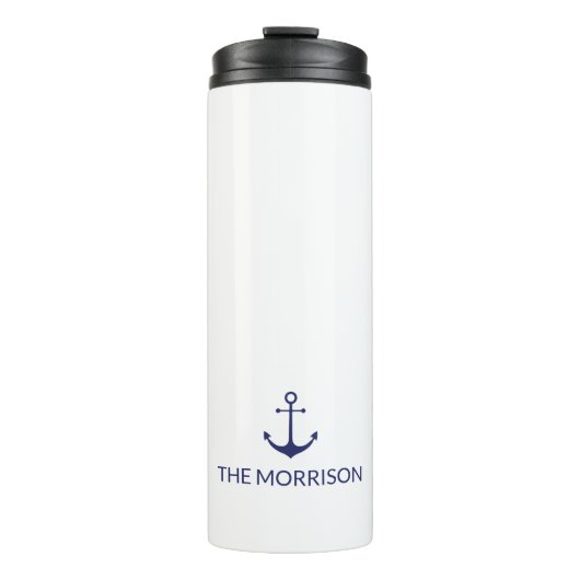 航海のカスタムボートネームネイビーブルーいかり タンブラー (正面)