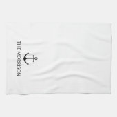 航海のカスタムボートネーム黒いかり白 キッチンタオル (横)