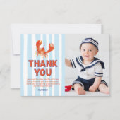 航海のカニの写真 子供の誕生日 サンキューカード (正面)