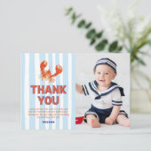 航海のカニの写真 子供の誕生日 サンキューカード (スタンド正面)