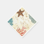 航海のカリブの魚の素朴地図とサンゴ スタンダードカクテルナプキン (角)