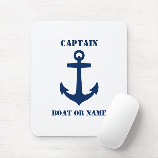航海のクラシックいかりキャプテンボート又はネイビー マウスパッド (マウス)