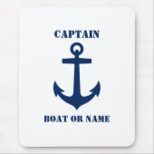 航海のクラシックいかりキャプテンボート又はネイビー マウスパッド (正面)