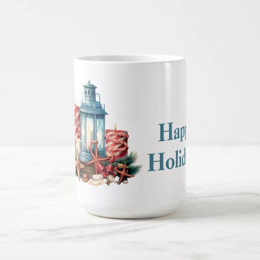 航海のクリスマスのカスタマイズ コーヒーマグカップ (中央)