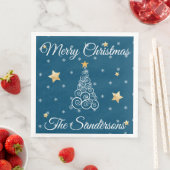 航海のクリスマスウェーブツリーブルー紙ディナーN (インサイチュ)