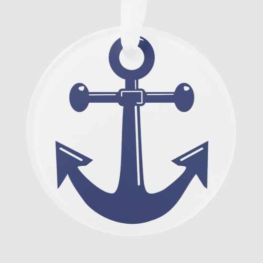 航海のクリスマスオーナメントアクリルいかりホワイト オーナメント (正面)