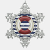 航海のクリスマスオーナメントペーターパーソナライズされた スノーフレークピューターオーナメント (正面)