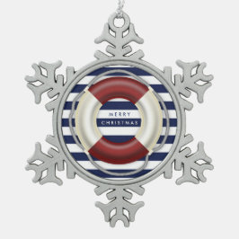 航海のクリスマスオーナメントペーターパーソナライズされた スノーフレークピューターオーナメント