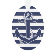 航海のクリスマスオーナメント楕円アクリルブルー