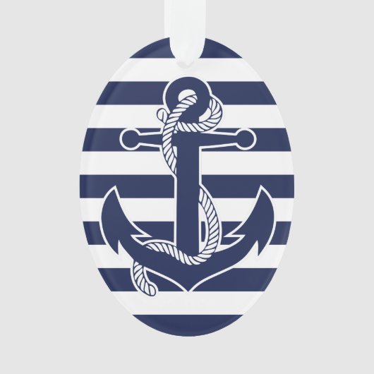航海のクリスマスオーナメント楕円アクリルブルー オーナメント (正面)