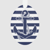 航海のクリスマスオーナメント楕円アクリルブルー オーナメント (裏面)