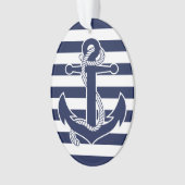 航海のクリスマスオーナメント楕円アクリルブルー オーナメント (正面)