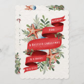 航海のクリスマスグリーティングカード 招待状 (正面/裏面)