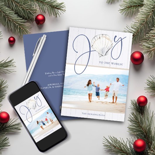 航海のクリスマスジョイシーシェルホリデーフォト シーズンカード