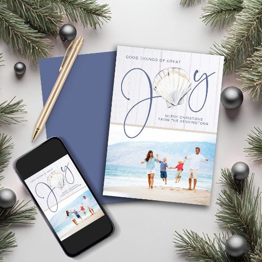 航海のクリスマスジョイシーシェルホリデーフォト シーズンカード