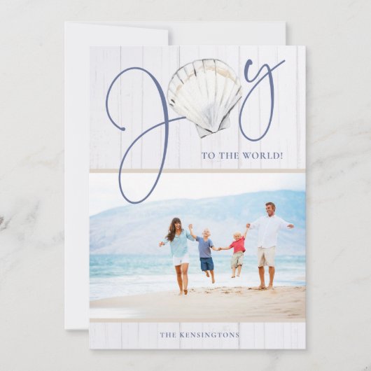 航海のクリスマスジョイシーシェルホリデーフォト シーズンカード (正面)