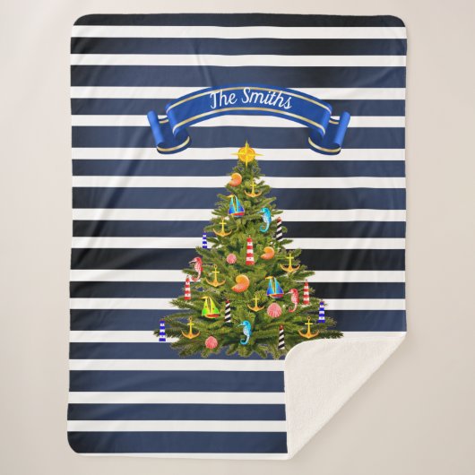 航海のクリスマスツリーカスタム シェルパブランケット (正面)
