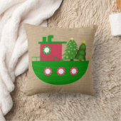 航海のクリスマスツリーズのラップ付きボート クッション (ブランケット)