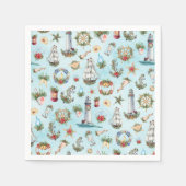 航海のクリスマスパーティービーチ沿岸テーマ スタンダードカクテルナプキン (正面)