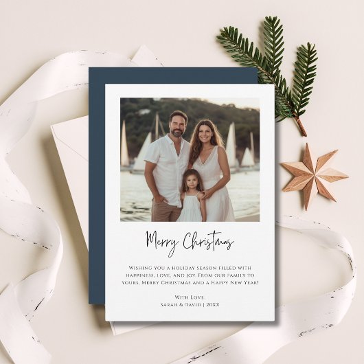 航海のクリスマスファミリー写真海上ビーチ シーズンカード