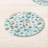 航海のクリスマスライトハウスビーチコーストテーマ ラウンドペーパーコースター (アングル)