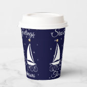 航海のクリスマス海軍の青い帆船 紙コップ (左)