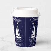 航海のクリスマス海軍の青い帆船 紙コップ (右)