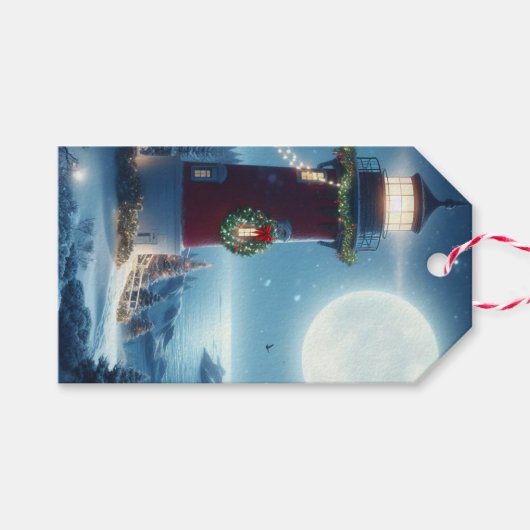 航海のクリスマス灯台 ギフトタグ (正面(横))