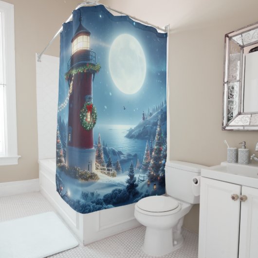 航海のクリスマス灯台 シャワーカーテン (インサイチュ)