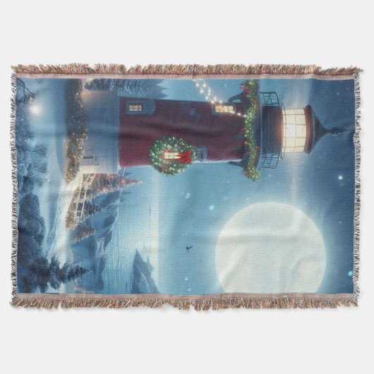 航海のクリスマス灯台 スローブランケット (正面)