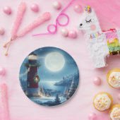 航海のクリスマス灯台 ペーパープレート (パーティー)