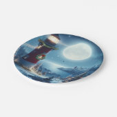 航海のクリスマス灯台 ペーパープレート (アングル)