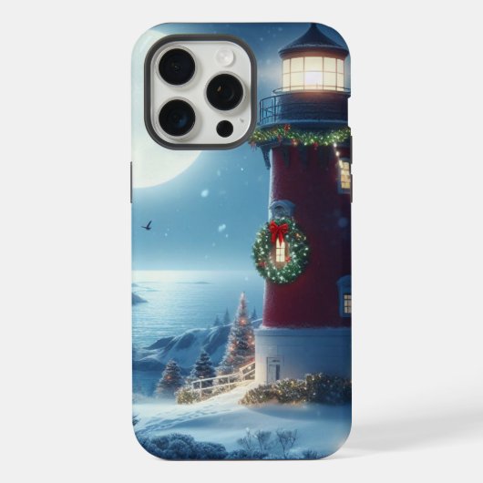 航海のクリスマス灯台 iPhoneケース (裏面)